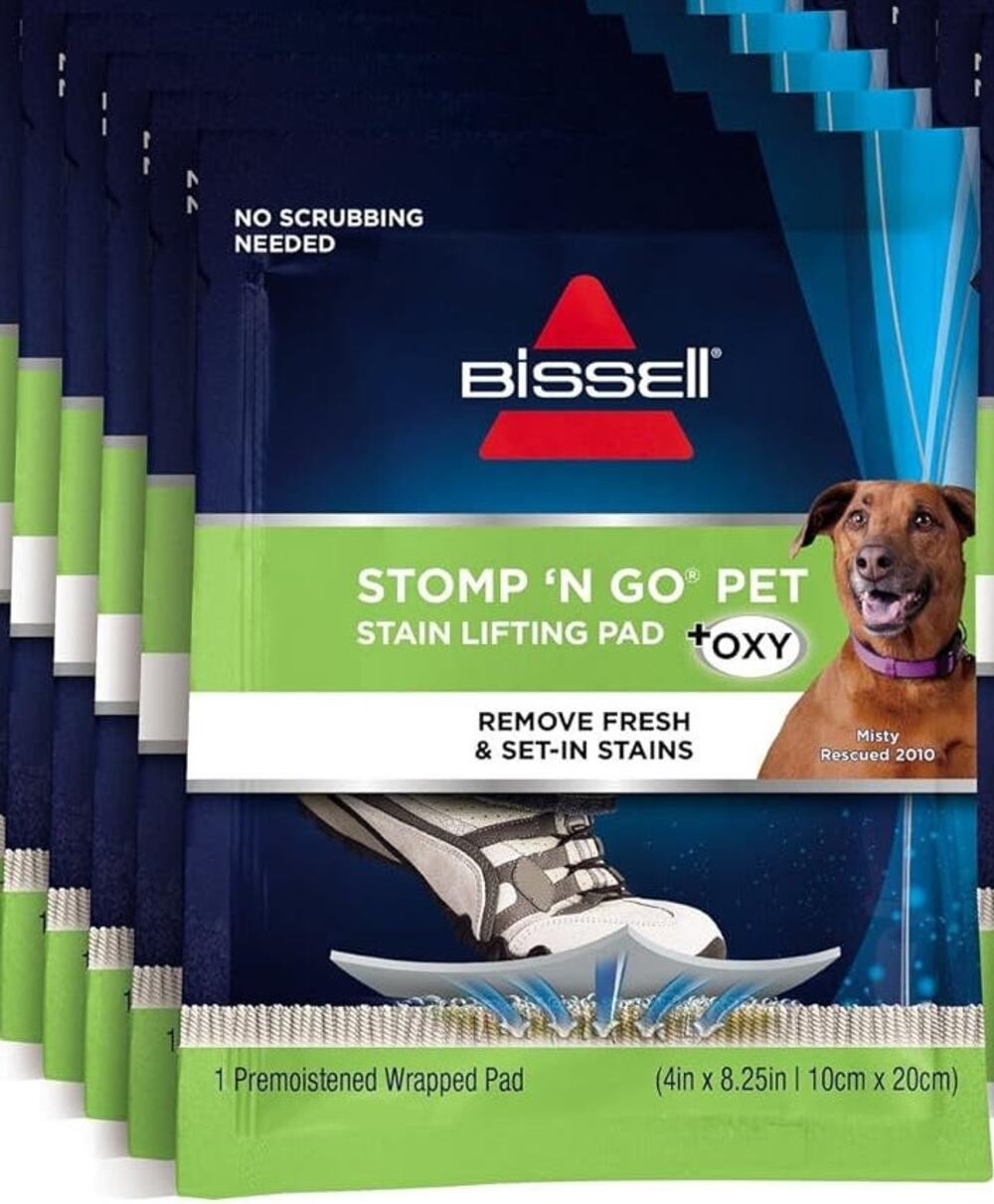 5x Bissell Stomp N Go Pet Lifting Pads + Oxy Stain Removal Carpet & Rug Cleaning